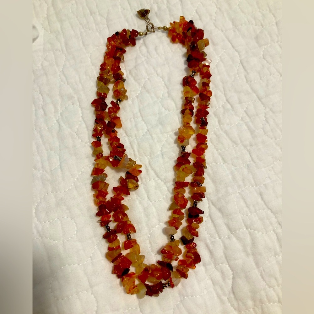 Amber double strand necklace